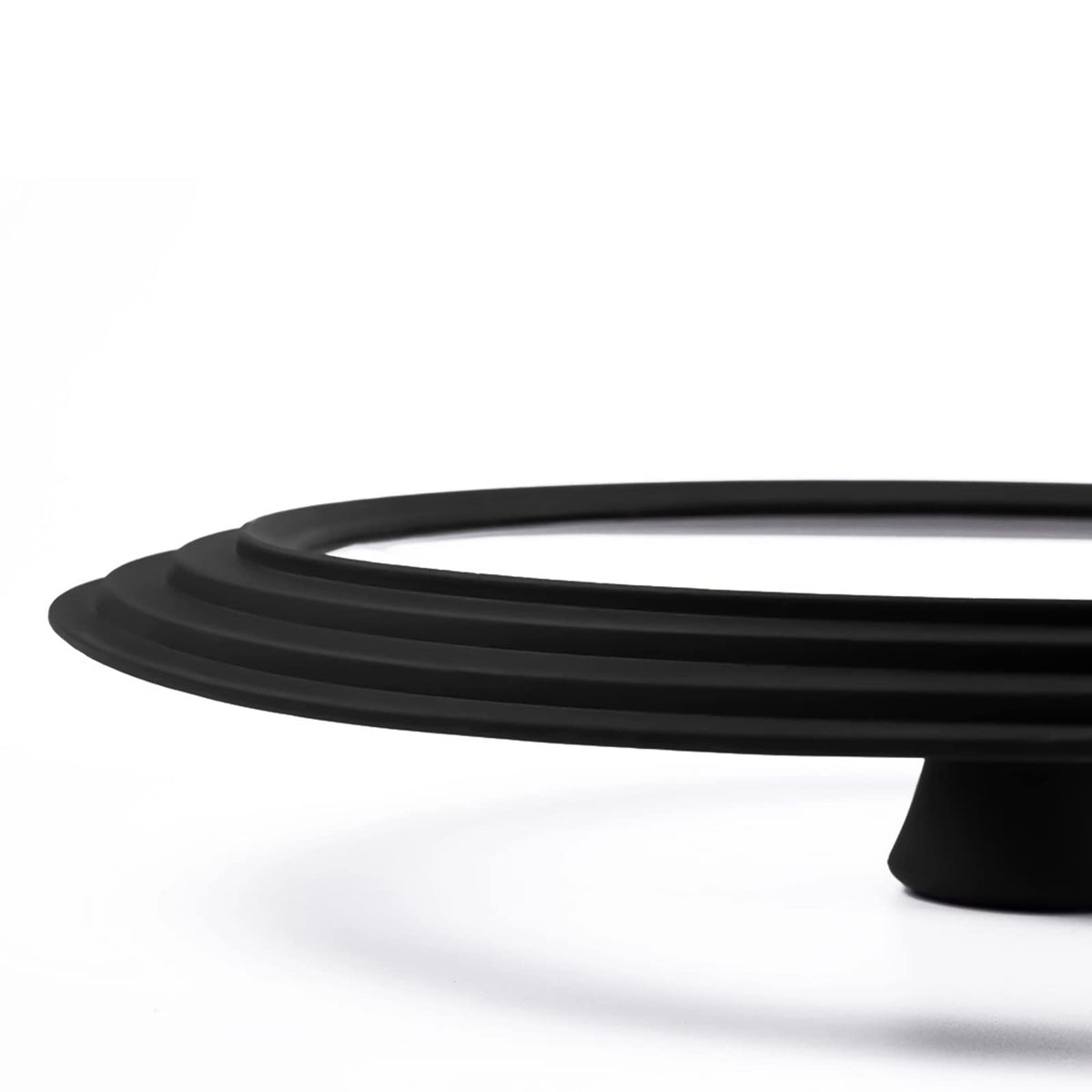 Vented Tempered Glass Universal Lid with Silicone Rim, Fits 11-12.5 inch Cookware, Black E989