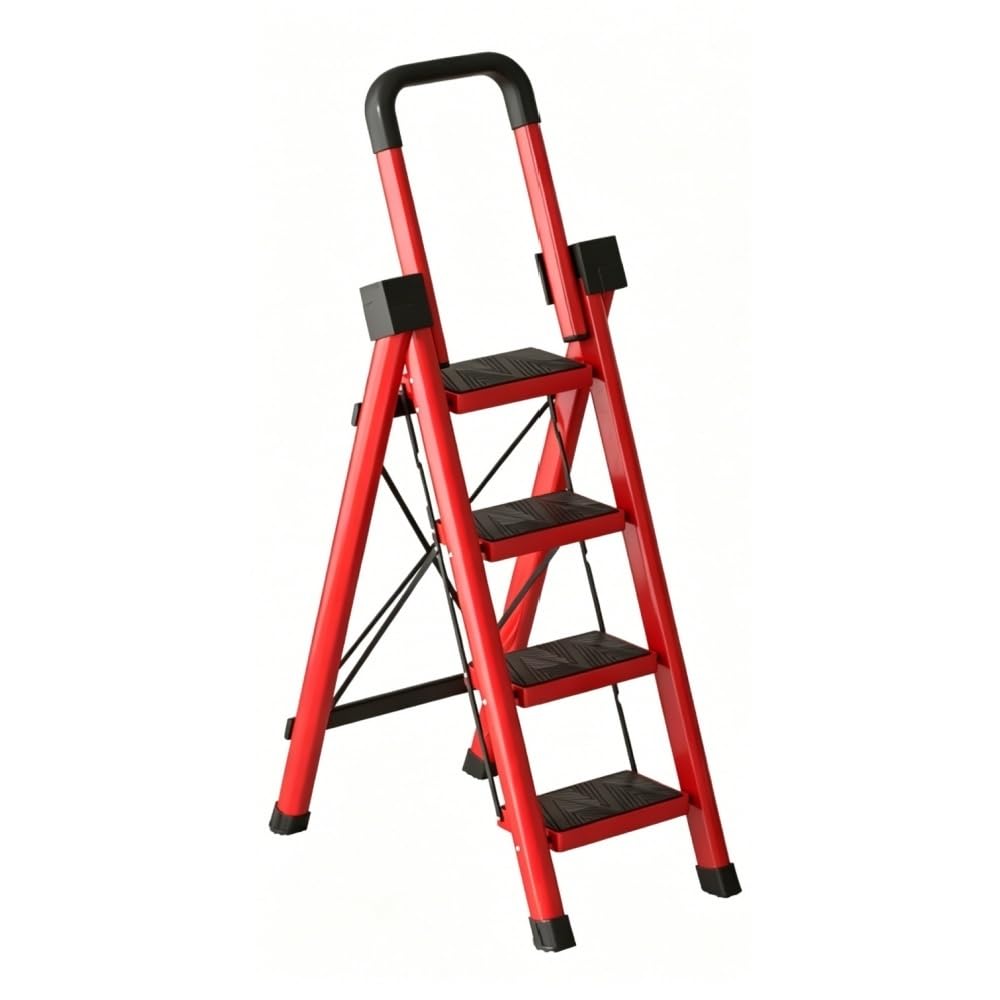 Heavy Sturdy Steel 4 Tier Step Stool with Handrail C1114