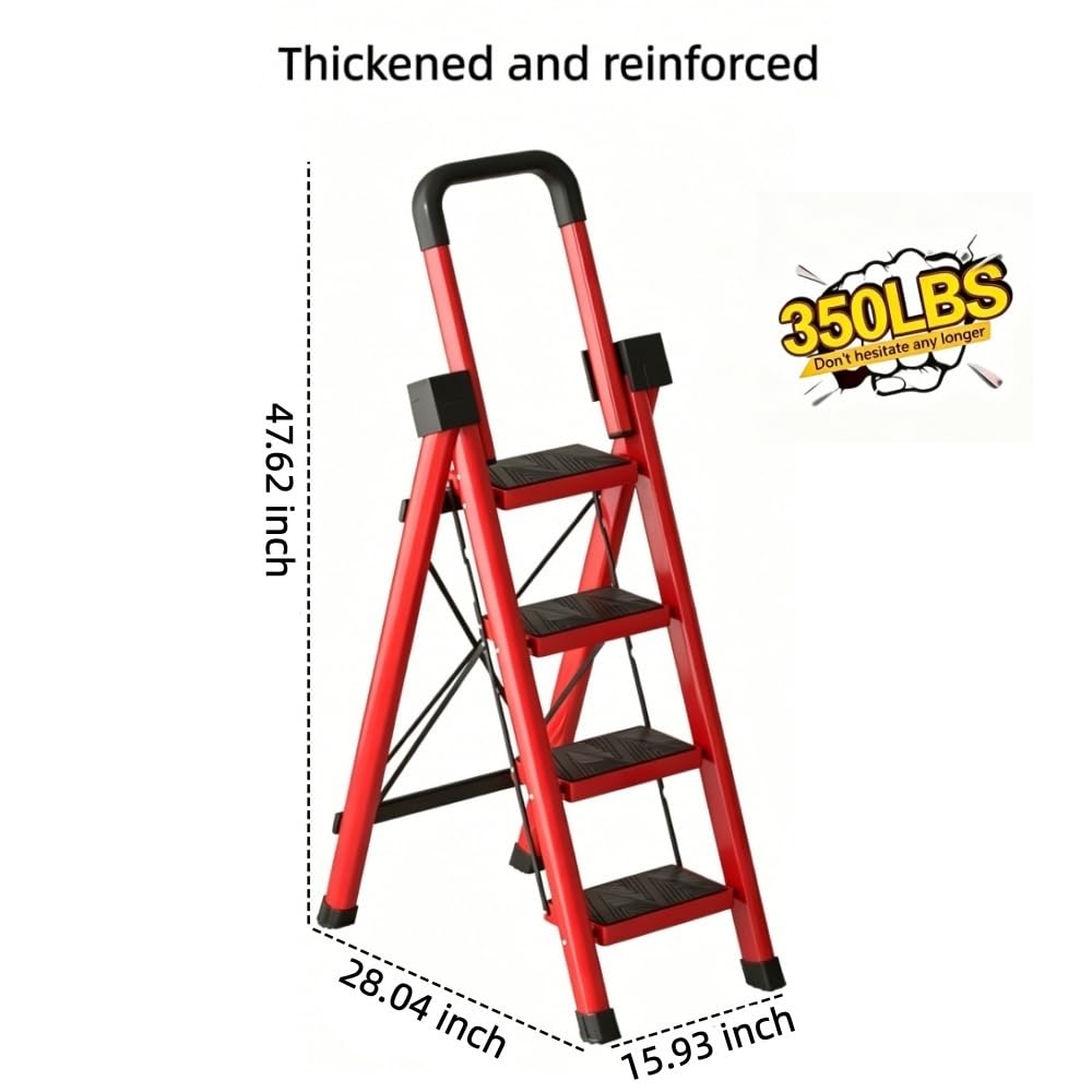 Heavy Sturdy Steel 4 Tier Step Stool with Handrail C1114