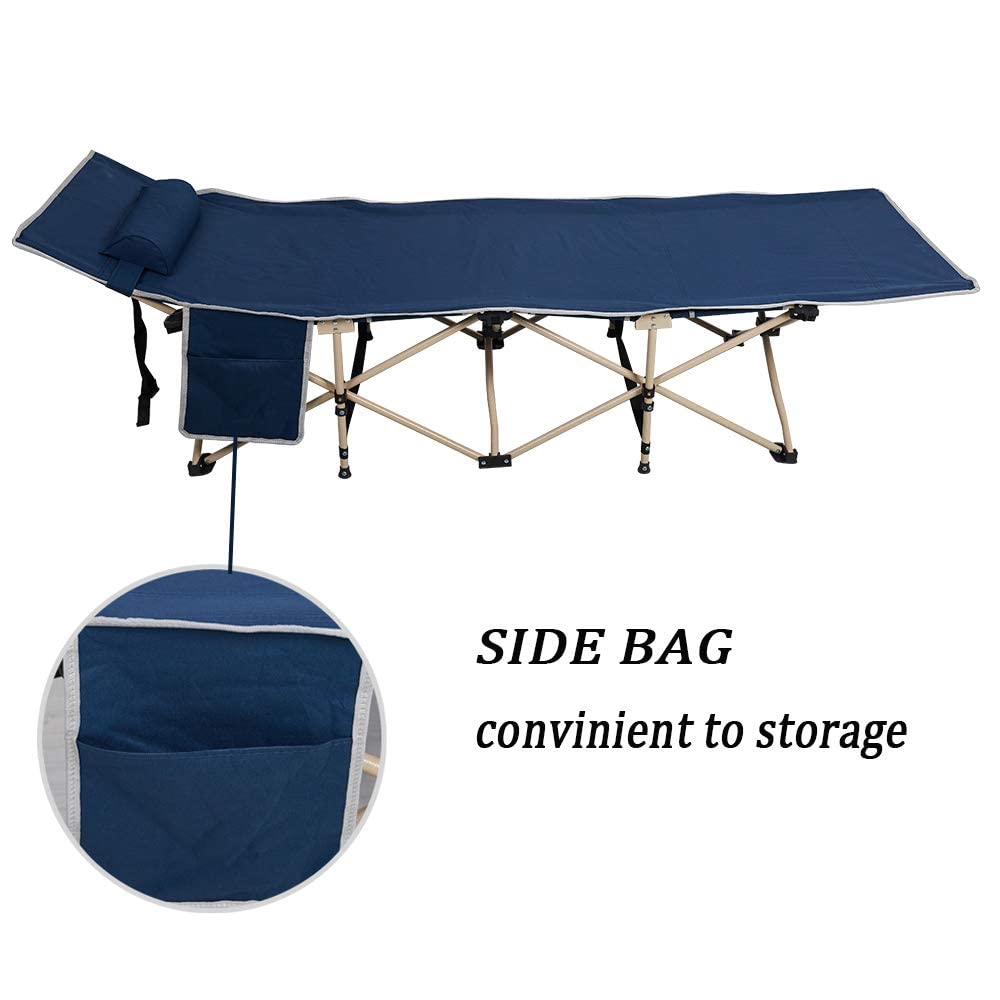 Folding Camping Cot with Carry Bag Pocket Pillow U859632