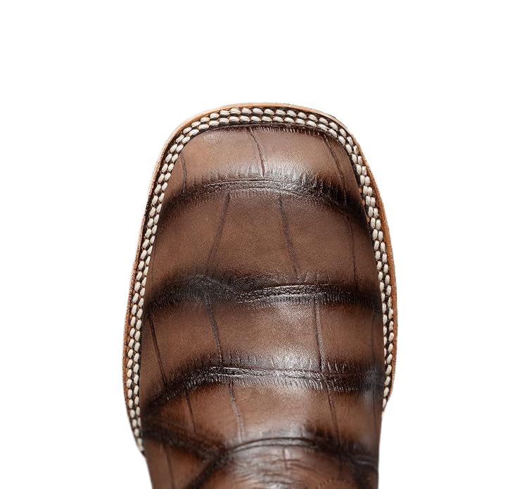 Genuine Leather Alligator Skin Print Western Work Boots V11912