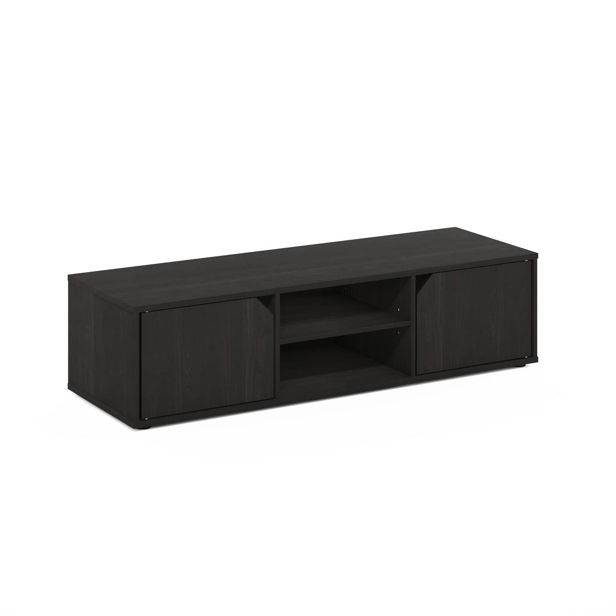 Espresso 2-Tier TV Stand with Open Shelf and Door Cabinets B862389