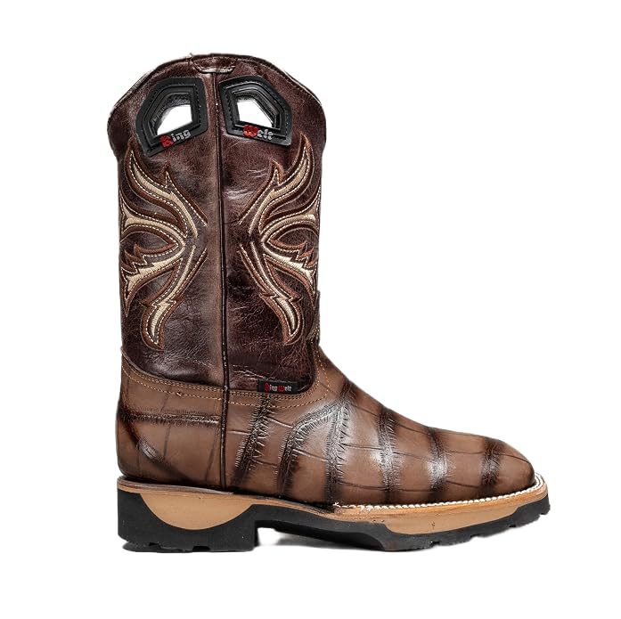 Genuine Leather Alligator Skin Print Western Work Boots V11912