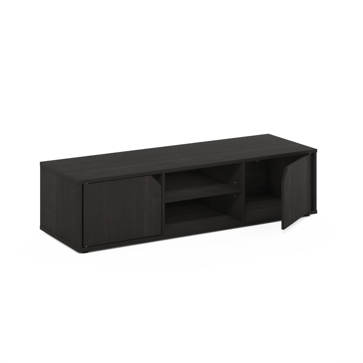 Espresso 2-Tier TV Stand with Open Shelf and Door Cabinets B862389