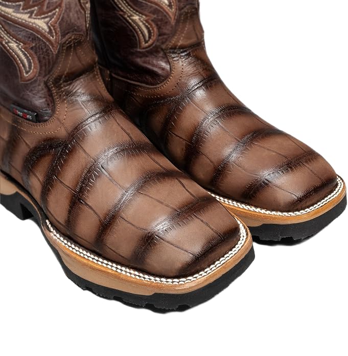 Genuine Leather Alligator Skin Print Western Work Boots V11912