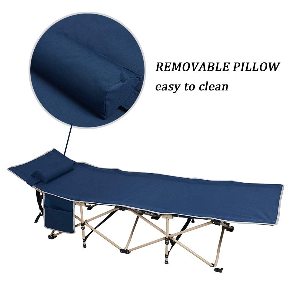 Folding Camping Cot with Carry Bag Pocket Pillow U859632