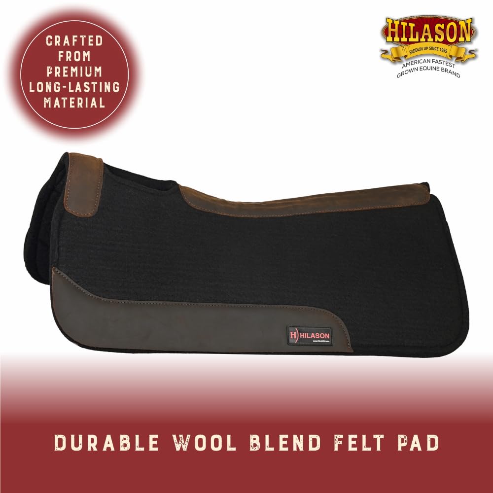 Western Wool Felt Horse Saddle Pad Black 32x30 M8606