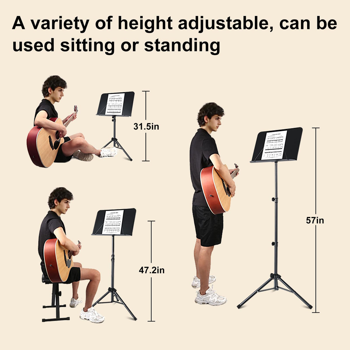 Folding Sheet Music Stand and Desktop Book Stand with Carrying Bag U17442