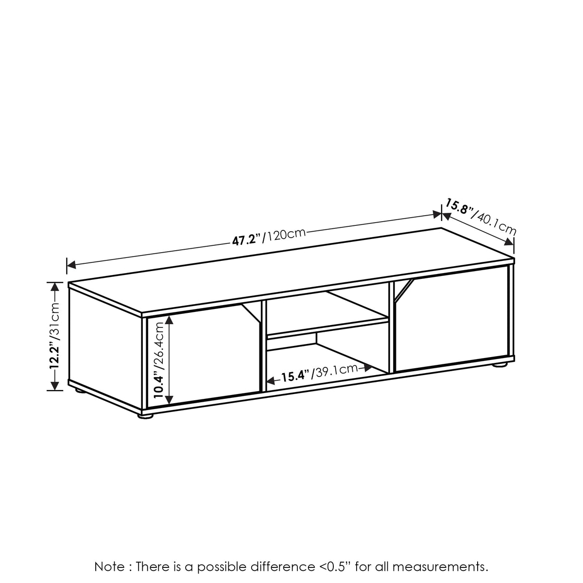 Espresso 2-Tier TV Stand with Open Shelf and Door Cabinets B862389