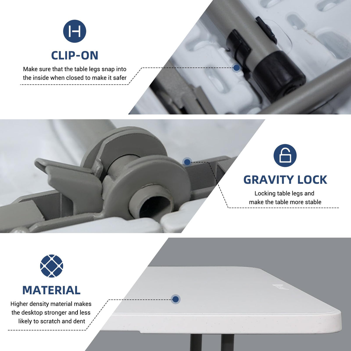 6ft Heavy Duty White Folding Table with Carrying Handle U554