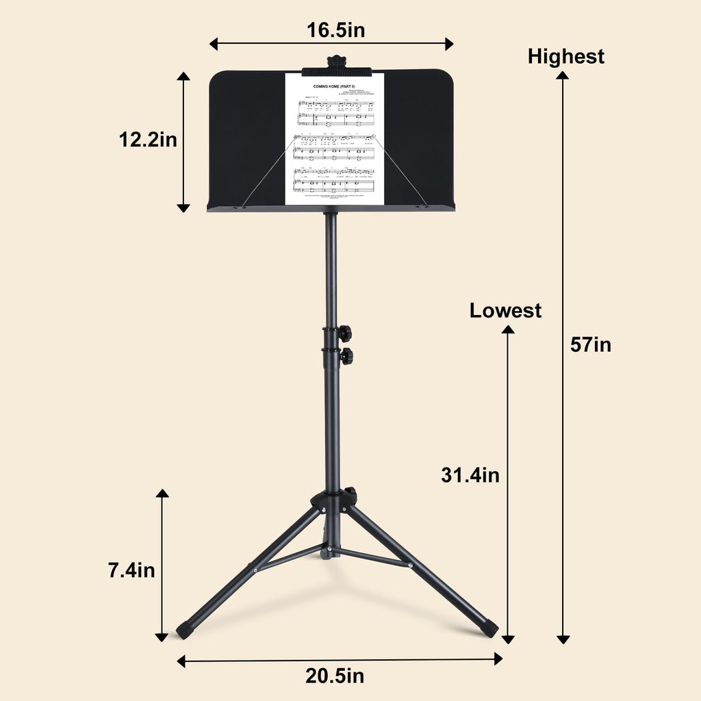 Folding Sheet Music Stand and Desktop Book Stand with Carrying Bag U17442