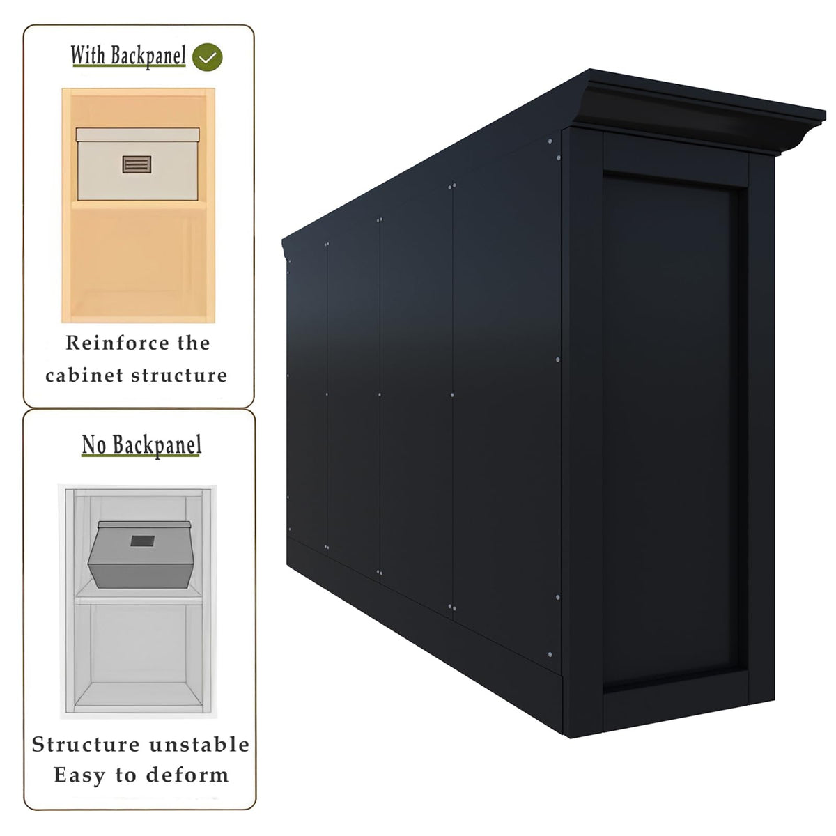 Black 8-Cube Open Bookcase with 2-Tier Low Cabinet E170169