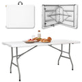 6ft Heavy Duty White Folding Table with Carrying Handle U554