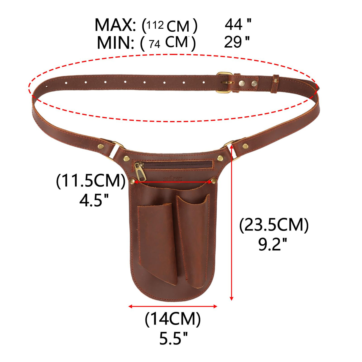 Brown Leather Gardening Tool Belt with 4 Pockets N758