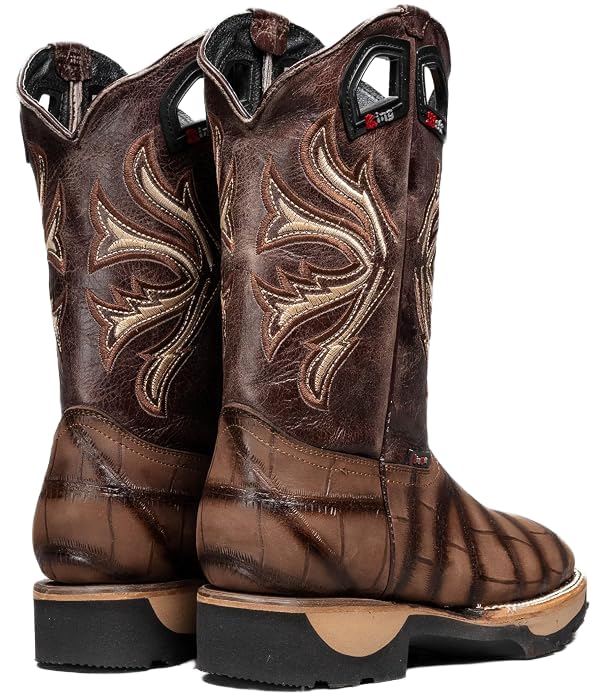 Genuine Leather Alligator Skin Print Western Work Boots V11912
