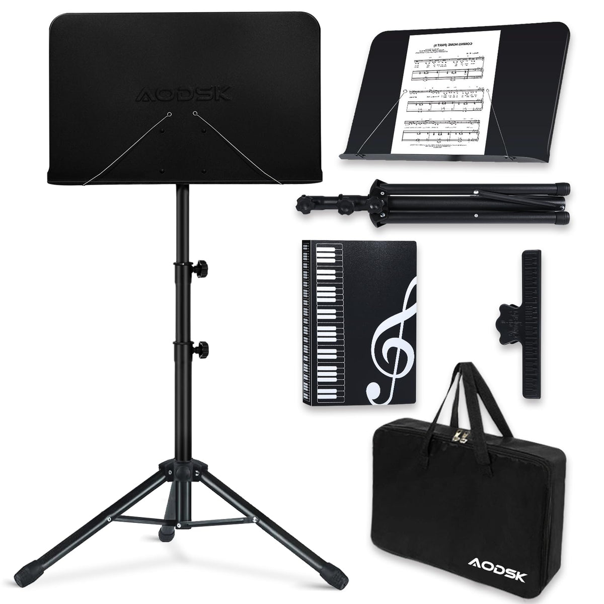 Folding Sheet Music Stand and Desktop Book Stand with Carrying Bag U17442