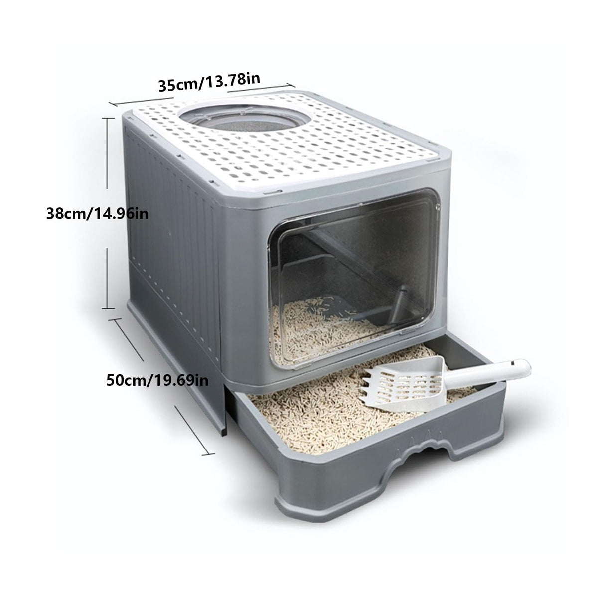 Foldable Enclosed Cat Litter Box with Lid E905