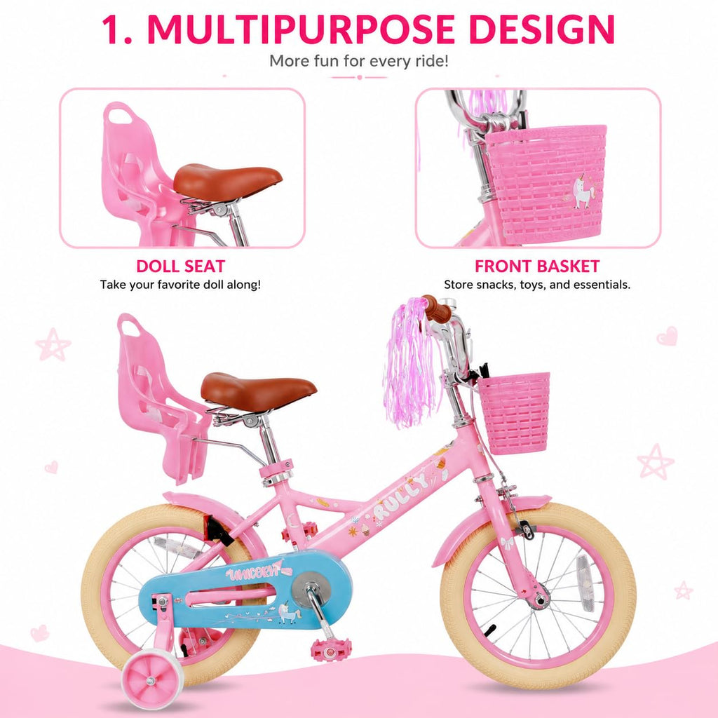 Kids Bike with Training Wheels & Basket O653151