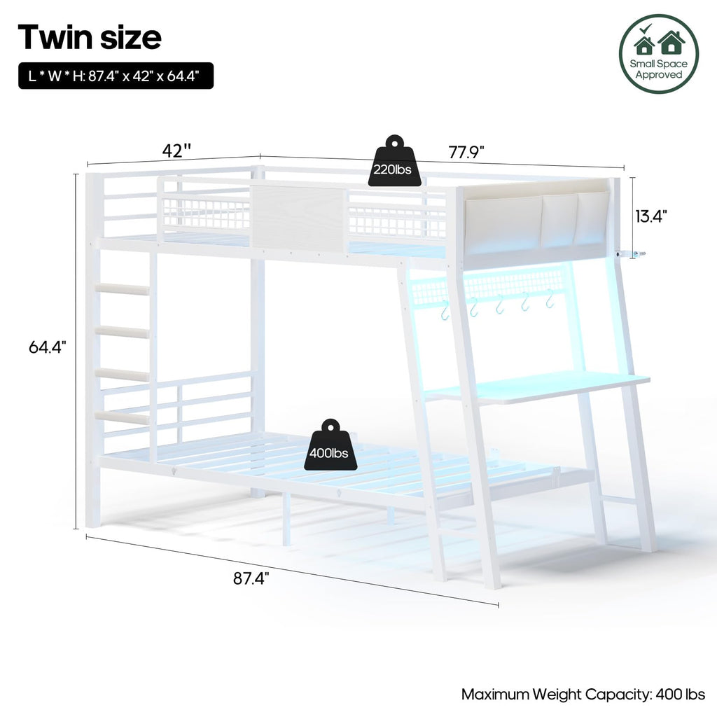 Twin Over Twin Bunk Beds with Desk S437728