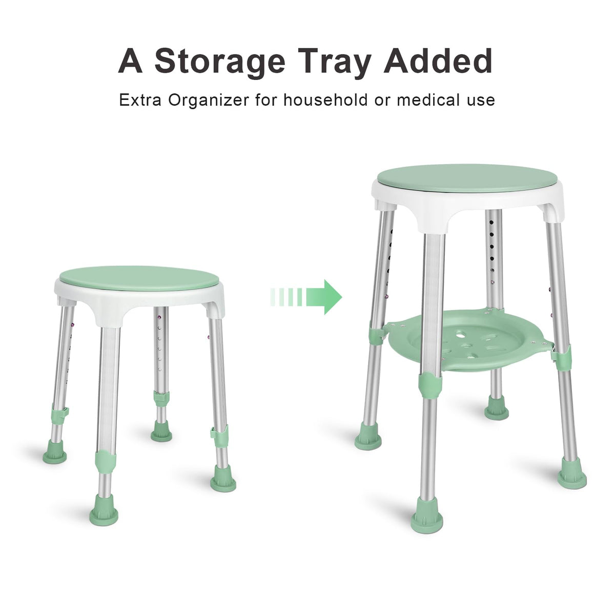 Adjustable Swivel Shower Chair with Storage Tray L272