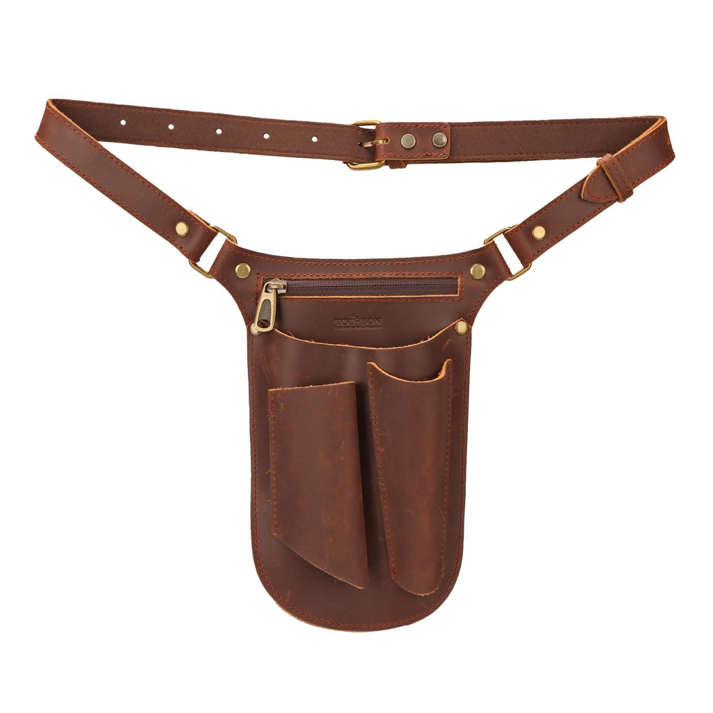 Brown Leather Gardening Tool Belt with 4 Pockets N758