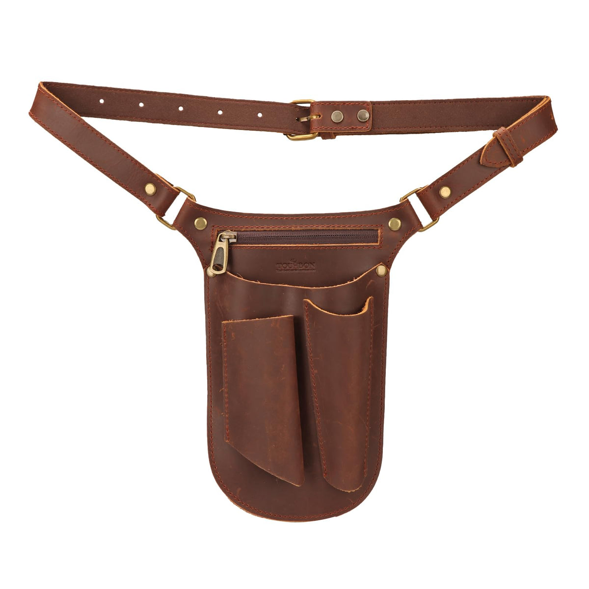 Brown Leather Gardening Tool Belt with 4 Pockets N758