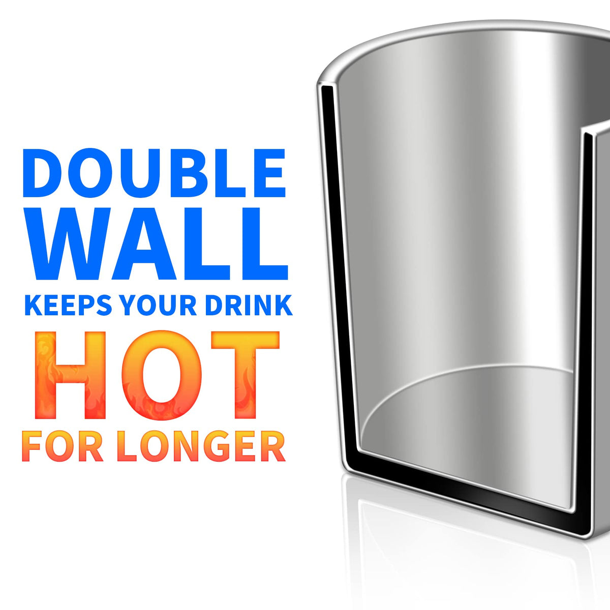 400ml Insulated Stainless Steel Coffee Mug Set of 2 U466347