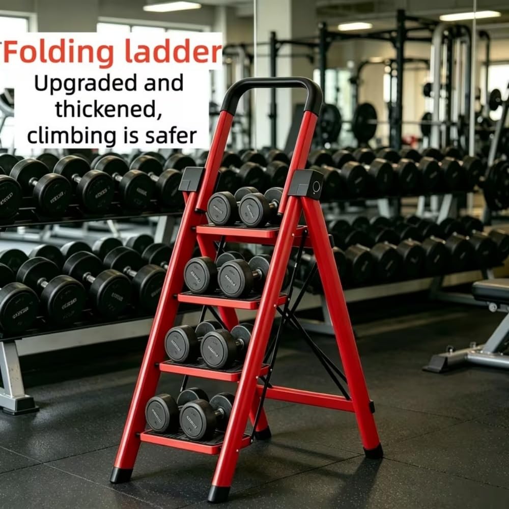 Heavy Sturdy Steel 4 Tier Step Stool with Handrail C1114