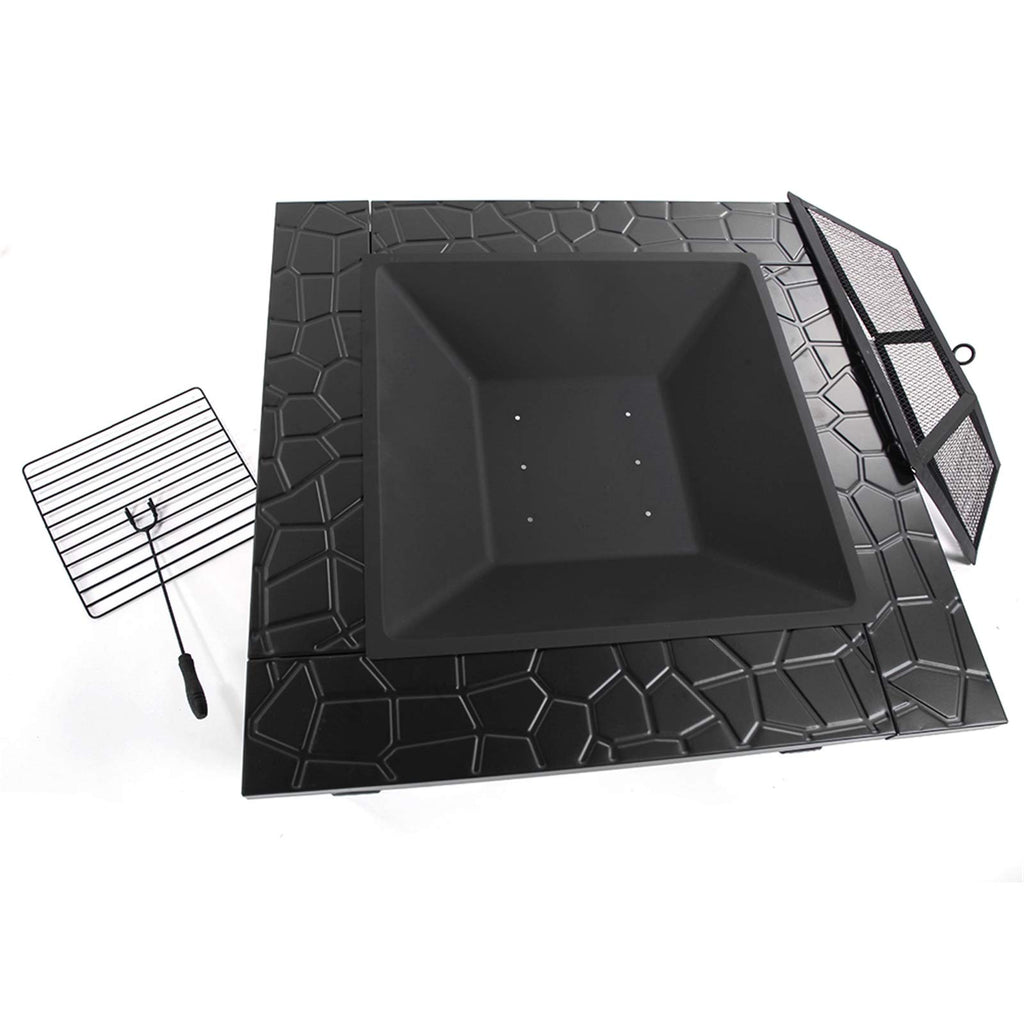 32-inch Metal Outdoor Fire Pit with Fireplace Screen C943