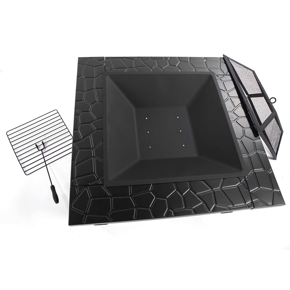 32-inch Metal Outdoor Fire Pit with Fireplace Screen C943