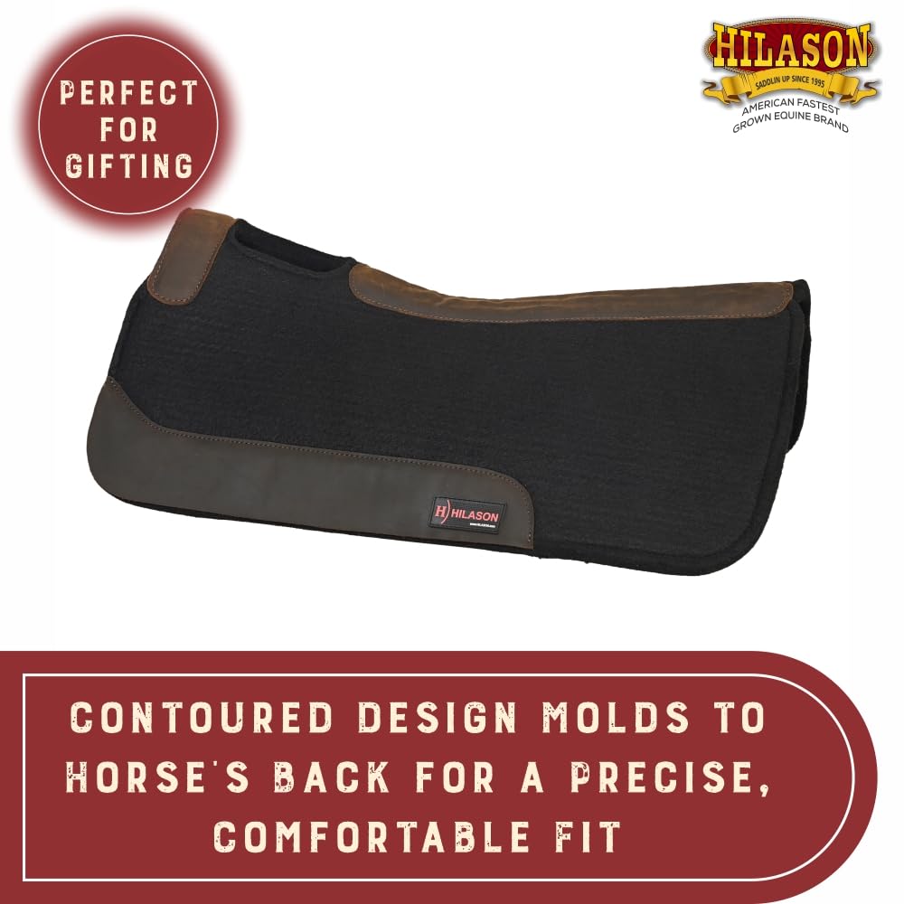 Western Wool Felt Horse Saddle Pad Black 32x30 M8606