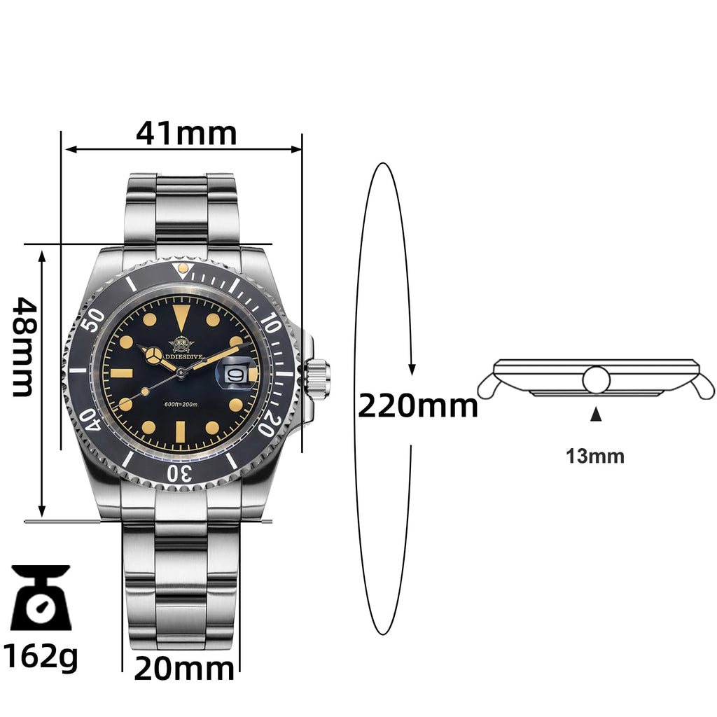 41MM Quartz Dive Watch Stainless Steel Bracelet M241