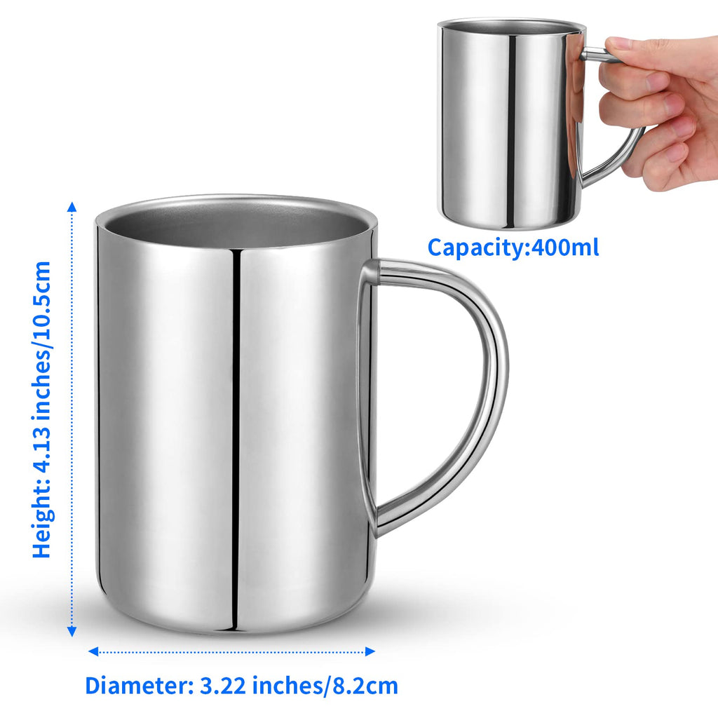 400ml Insulated Stainless Steel Coffee Mug Set of 2 U466347