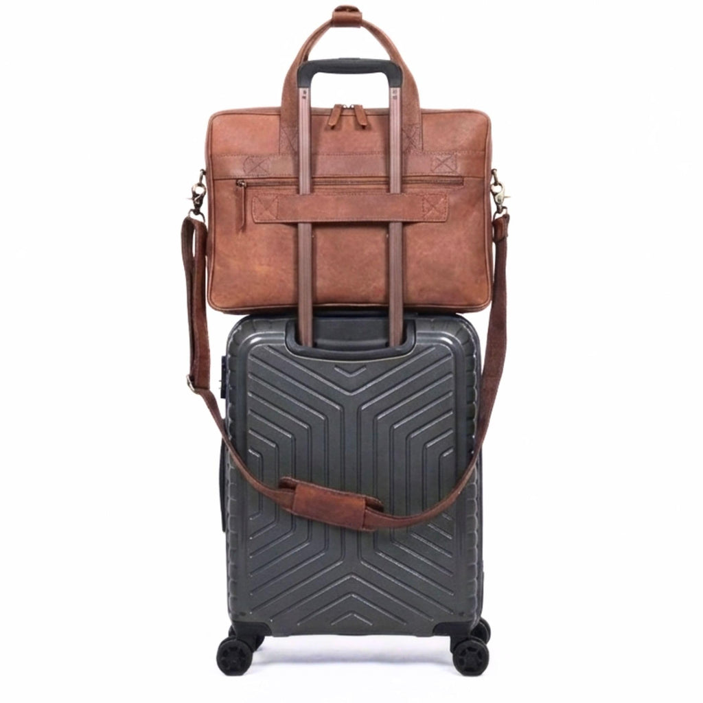 Brown 17-inch Genuine Leather Laptop Briefcase M471557