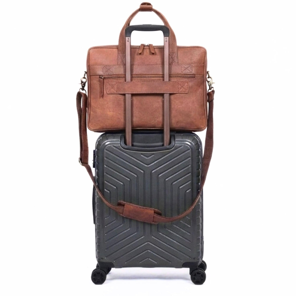 Brown 17-inch Genuine Leather Laptop Briefcase M471557