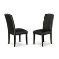 Set of 2 Black Pu Leather Parsons Chairs P258441