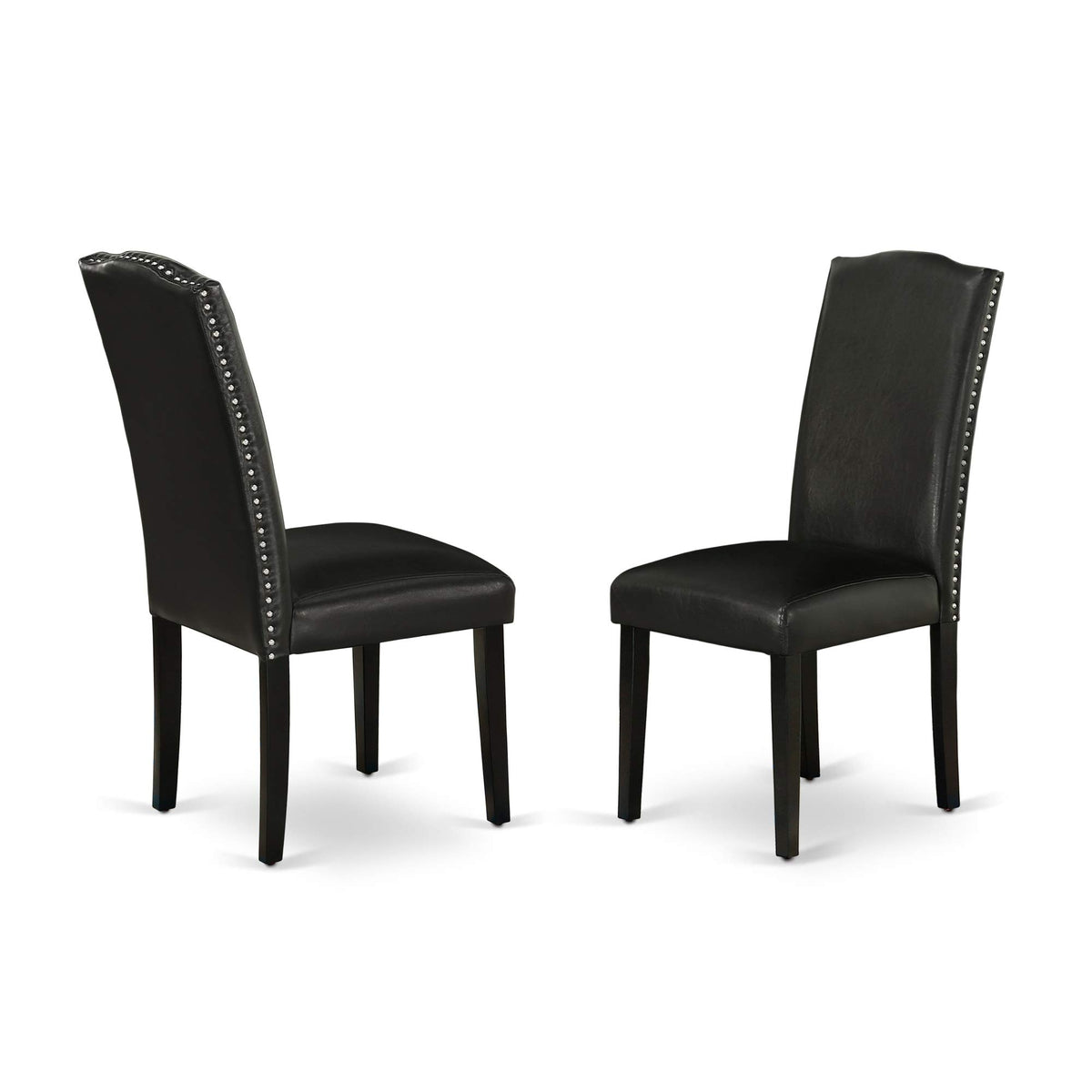 Set of 2 Black Pu Leather Parsons Chairs P258441