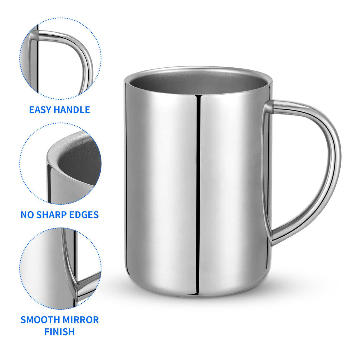 400ml Insulated Stainless Steel Coffee Mug Set of 2 U466347