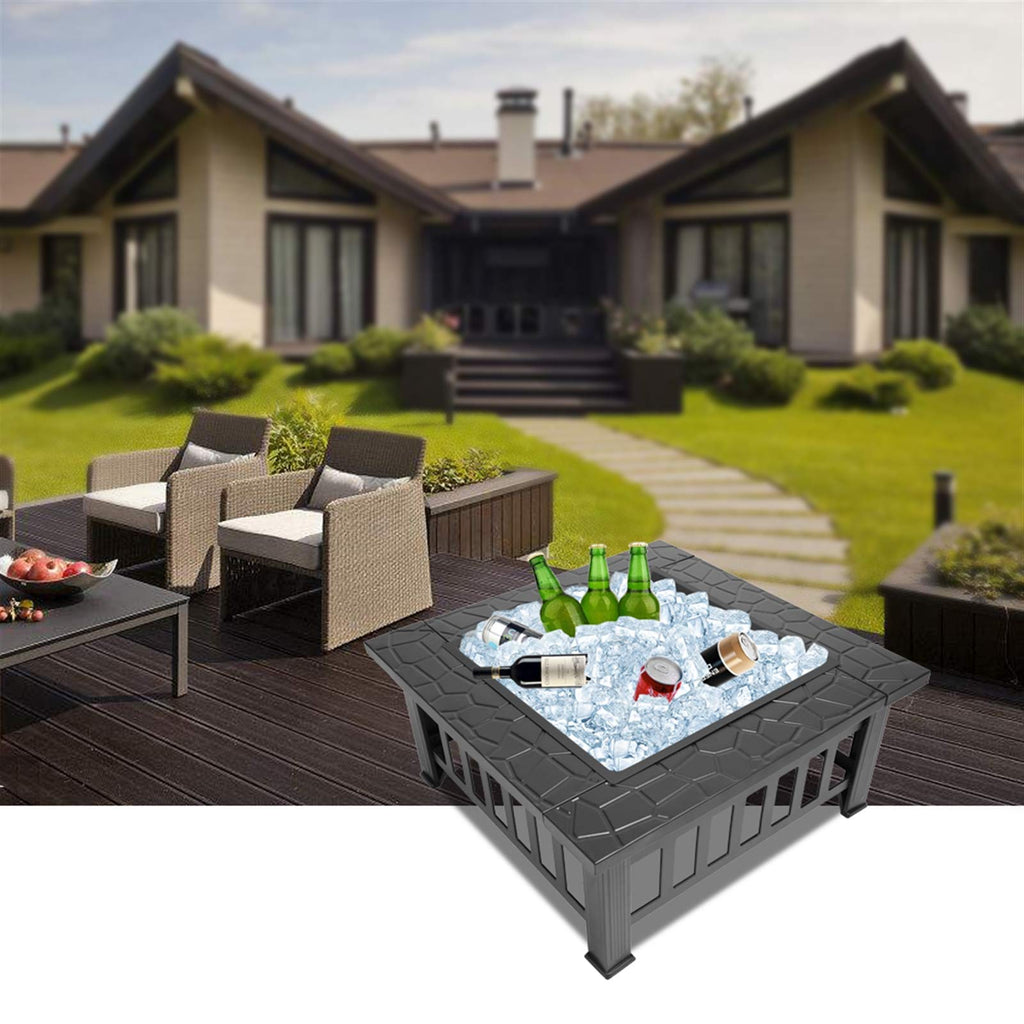 32-inch Metal Outdoor Fire Pit with Fireplace Screen C943