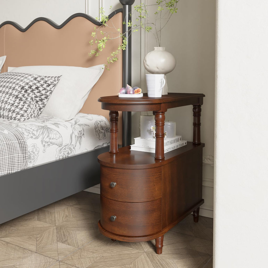 Solid Wood End Table with 2 Drawers K7939