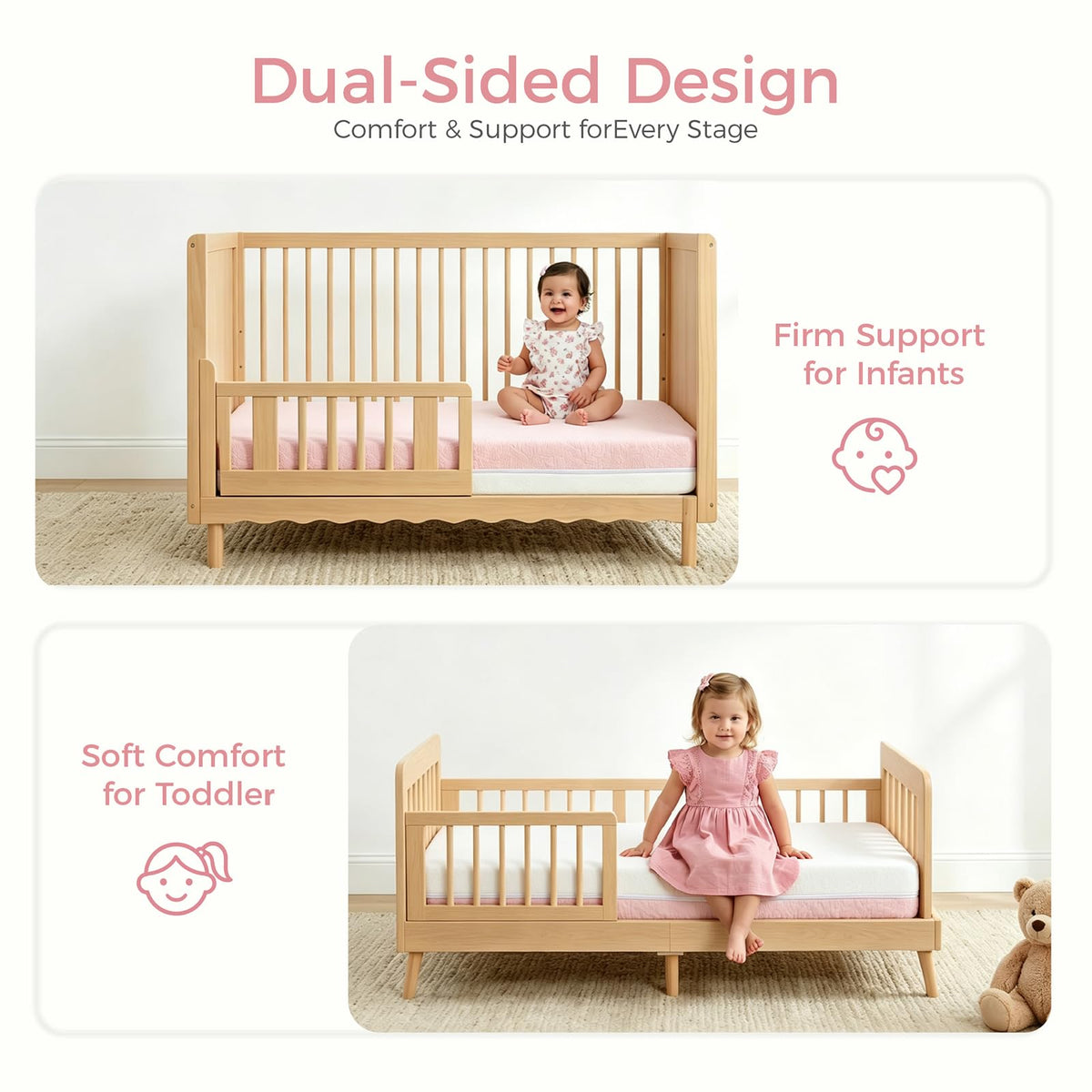 Dual Sided Gel Memory Foam Crib and Toddler Mattress J544069