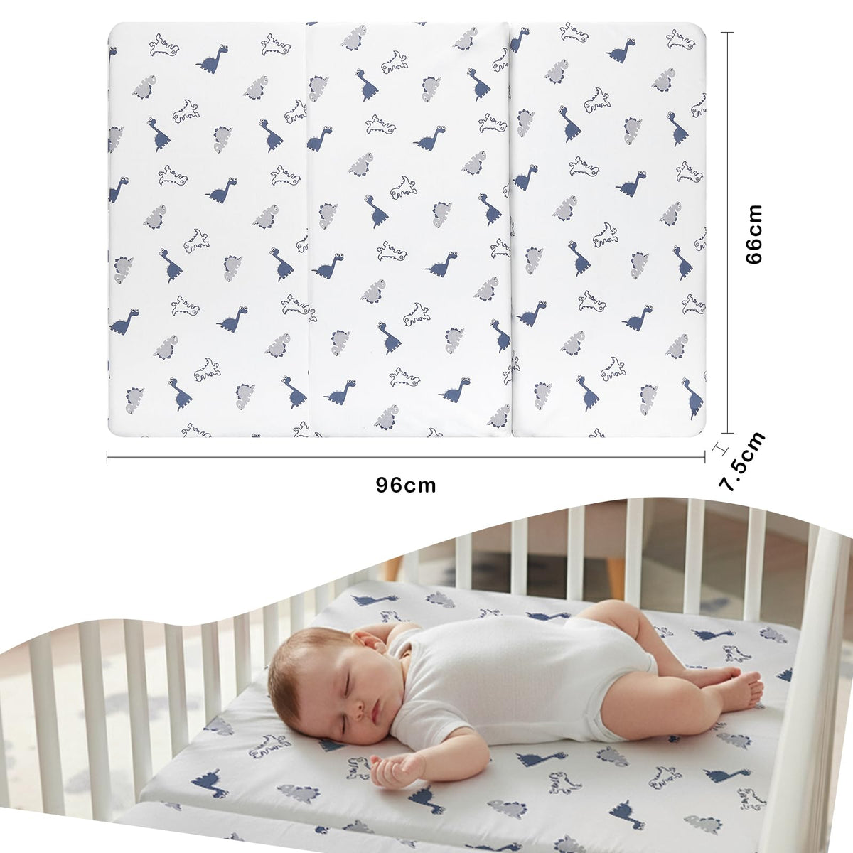 Trifold Pack and Play Mattress 38'' x 26'' x 3'' Memory Foam W9617