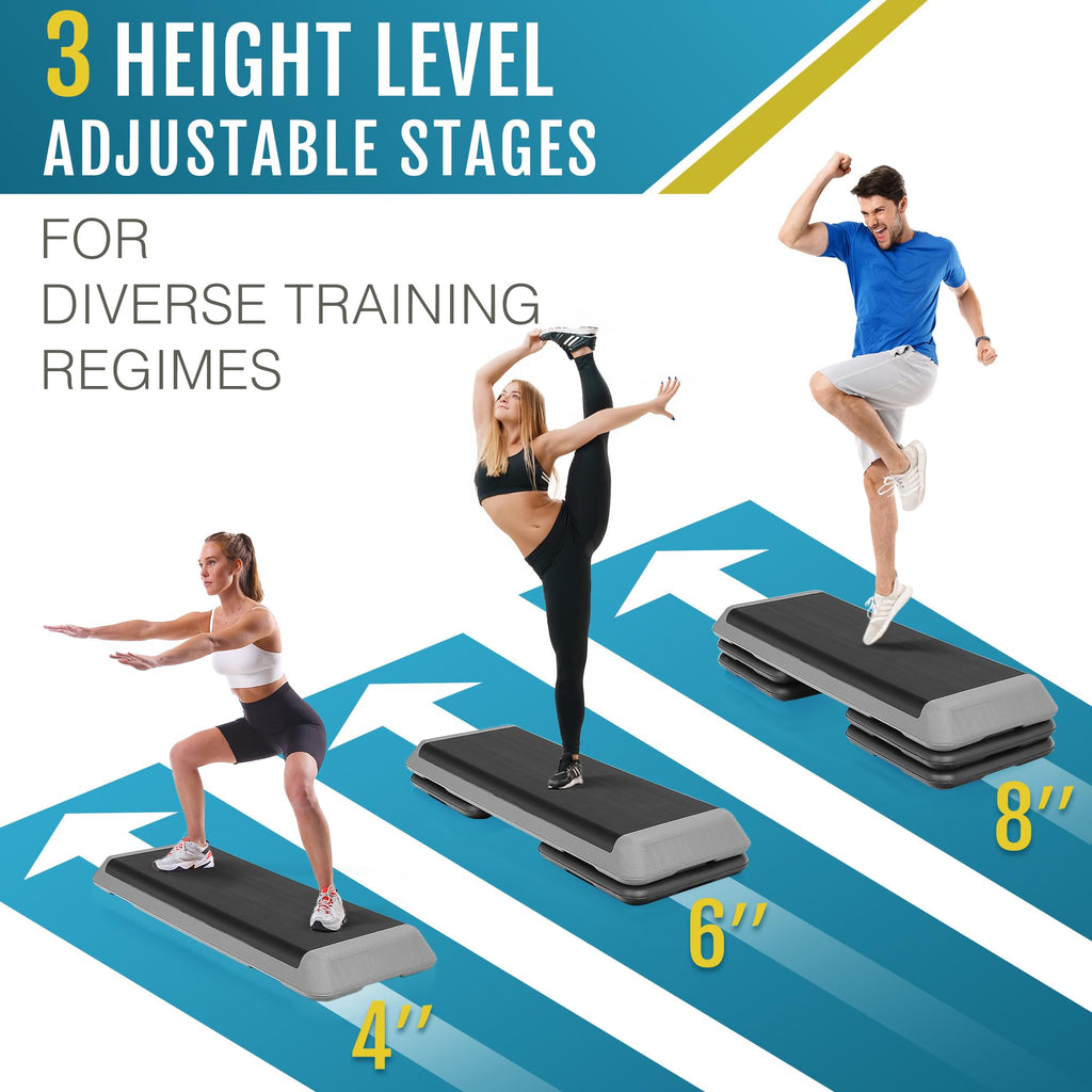 43 inch Adjustable Aerobic Exercise Step Platform with 4 Risers X232782