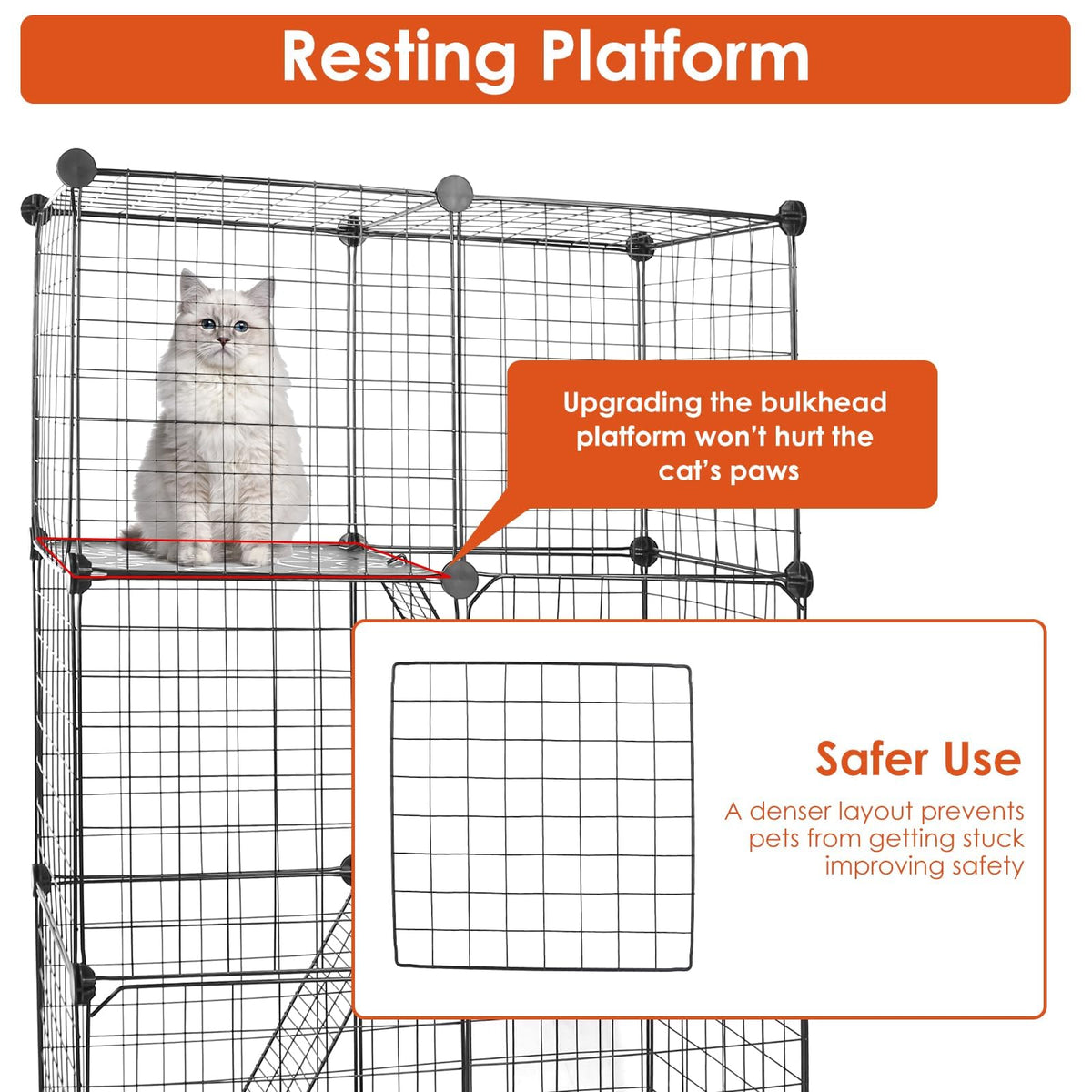 3-Tier Cat Cage with 3 Doors 2 Ramp Ladders C481
