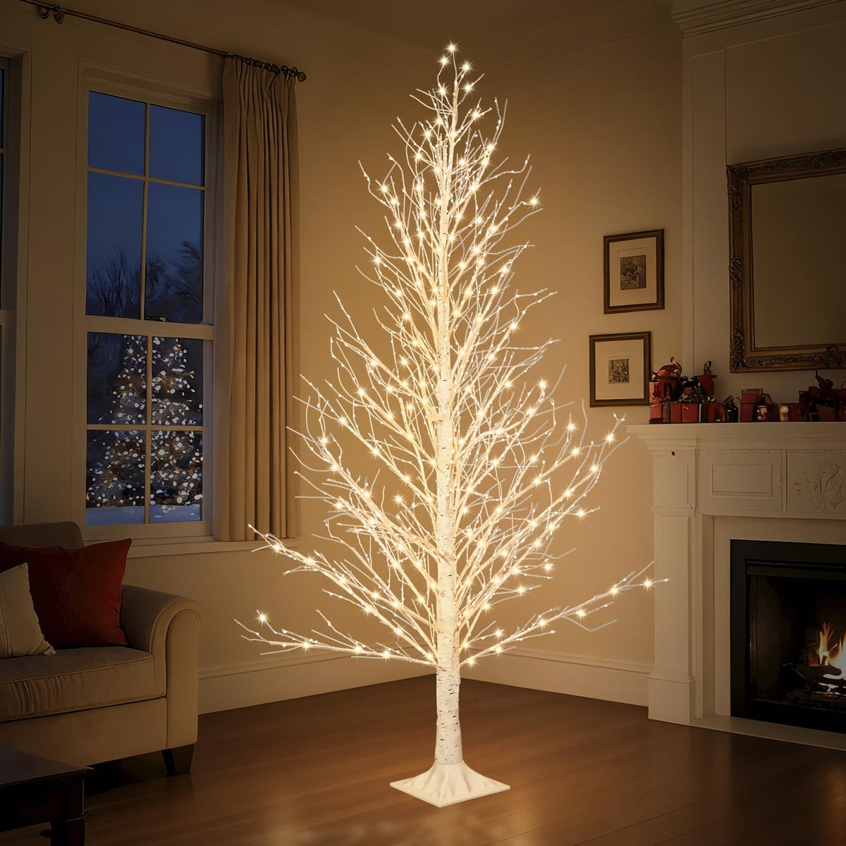6FT LED Lighted Birch Tree with Timer IP44 Waterproof E3993