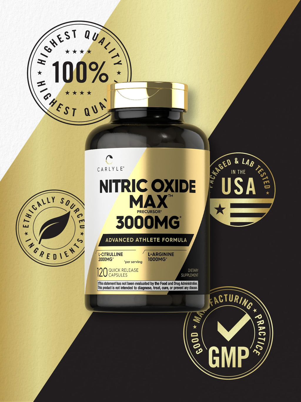 Nitric Oxide Supplement 3000mg 120 Capsules Y154285