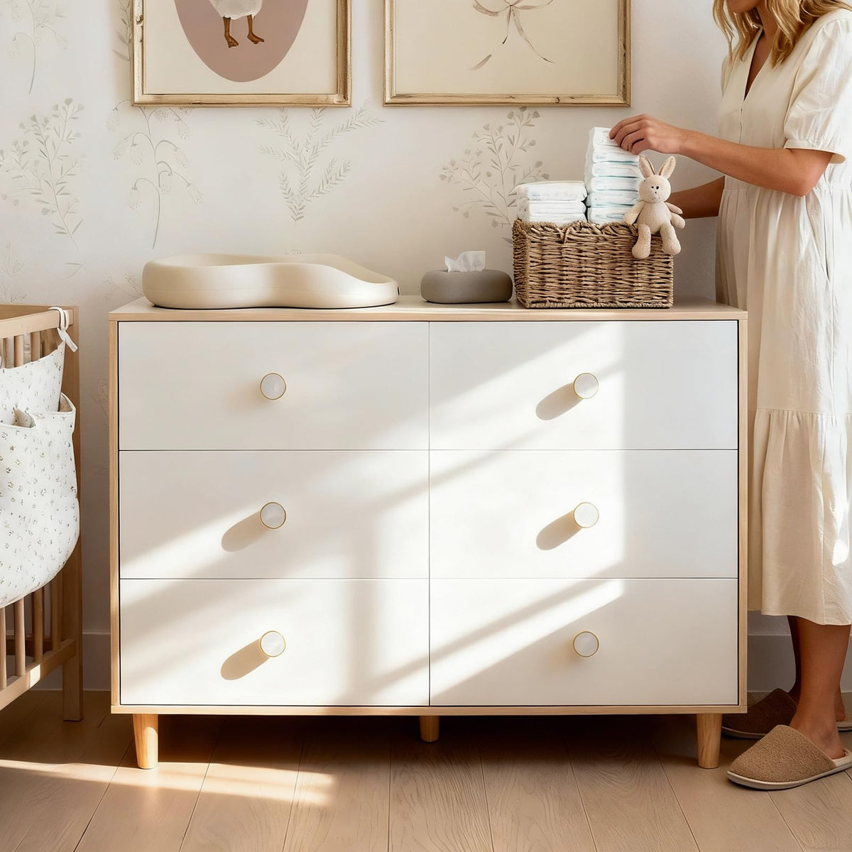 White 6 Drawer Baby Dresser V2314