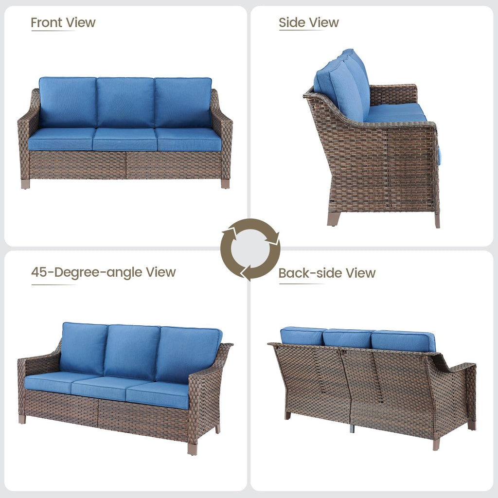 Brown PE Wicker Outdoor Sofa S137