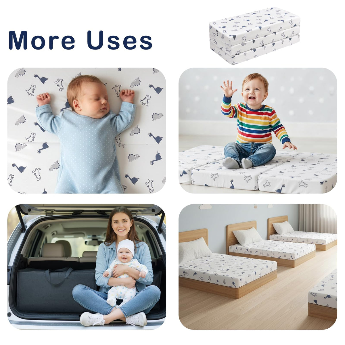 Trifold Pack and Play Mattress 38'' x 26'' x 3'' Memory Foam W9617