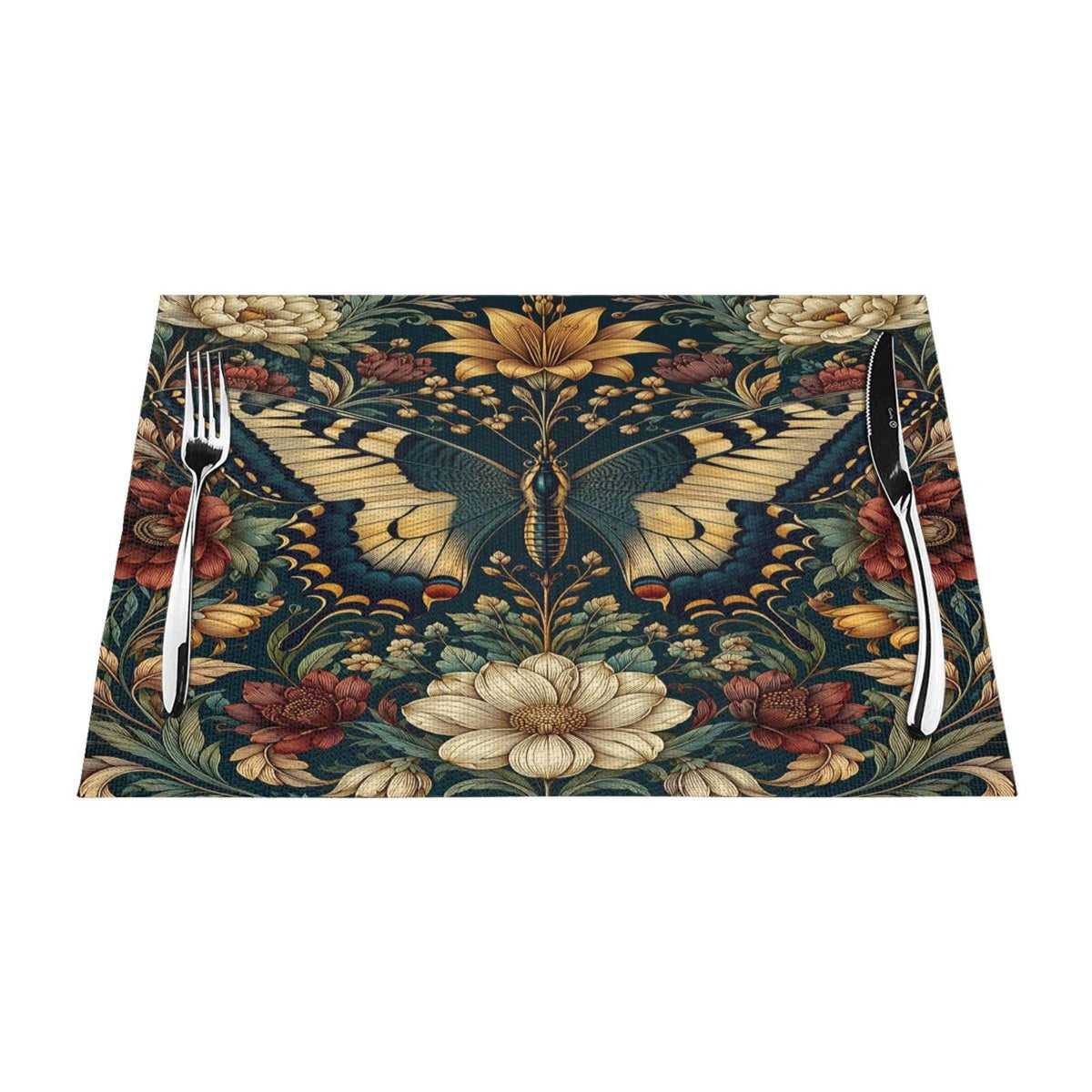 Vintage Butterfly Floral Woven Placemat 12X18 in J9866